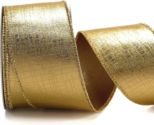 Miniatura 9 de ALTIER - Cinta con alambre metálica dorada ligera de 2.5 pulgadas x 40 yardas para decoración navideña del hogar, envoltura de regalos, fabricación