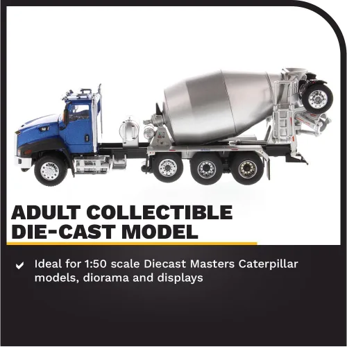 Miniatura 3 de Tractor de cabina de día Caterpillar CT660 de 1:50 1:50 con mezclador de hormigón McNeilus de metal - Diecast Masters 85664 Transport Series