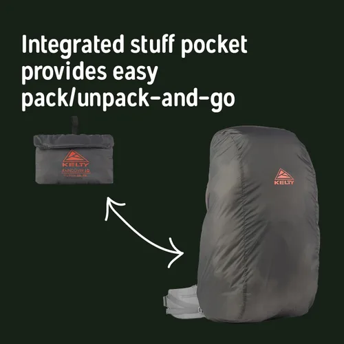 Miniatura 5 de Kelty Funda de lluvia para mochila, cubierta a prueba de agua para senderismo y mochilero, 30 a 105 litros, cincha elástica, bolsillo integrado