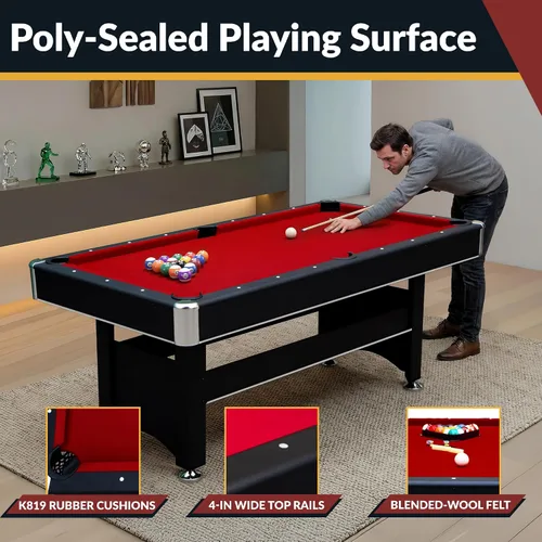 Miniatura 5 de Hathaway Spartan - Mesa de billar de 6 pies, con mesa combo de ping pong y juegos múltiples para salas de juegos de recreación familiar - Incluye