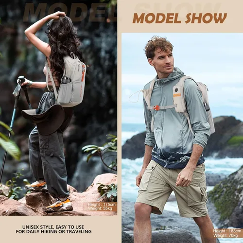 Miniatura 8 de BECOJADDE - Mochila de senderismo pequeña de 15 L para hombres y mujeres, plegable, ultraligera, para viajes, camping, actividades al aire libre