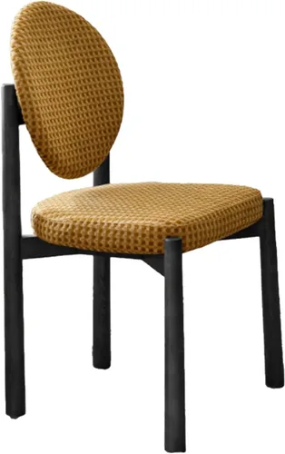 Upholstered Dining Chairs with Fabric/Plush Cushion, Wooden Dining Room Chair Set of 1/2/4, Kitchen Chair for Living Room Balcony Black+brown