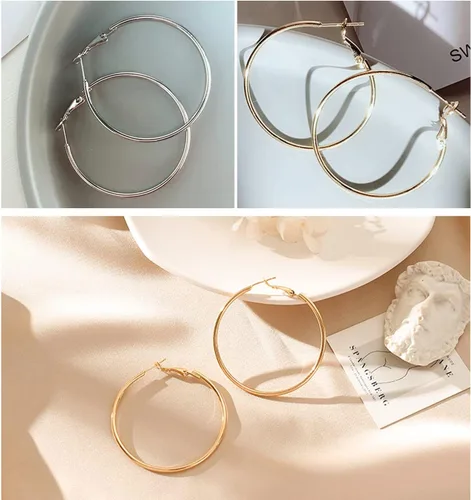 Miniatura 6 de 60 aretes de aro de acero inoxidable con cuentas redondas, aretes abiertos para hacer joyas, manualidades, creación de arte