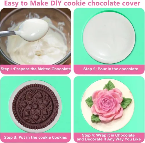 Miniatura 4 de Siodisr - 2 moldes de silicona para galletas Oreo para chocolate, 6 cavidades cilíndricas redondas para chocolate, moldes para dulces, moldes
