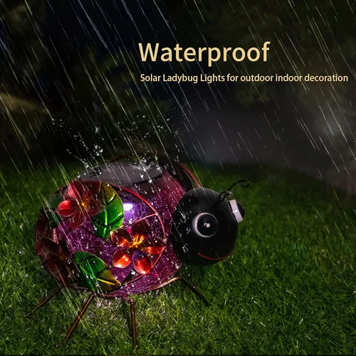 Miniatura 4 de MUMTOP Lámpara Solar, Luces LED Solares Impermeables al Aire Libre, Decorativas, Soporte de Mesa en Forma de Mariquita, para Decoración de Patio