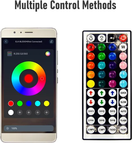 Miniatura 3 de Tira de luces LED de 16.6 pies, 16.4 ft, 300 LED RGB de color con aplicación y control remoto IR 5050 SMD para dormitorio, hogar, retroiluminación