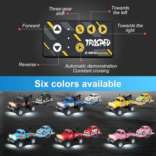 Miniatura 4 de MOONTOY Camión Mini de Aleación RC de Escala 1:64 con Luces LED, Coche de Juguete de Control Remoto y App de 2.4Ghz, Coche de Bolsillo de 3 Azul