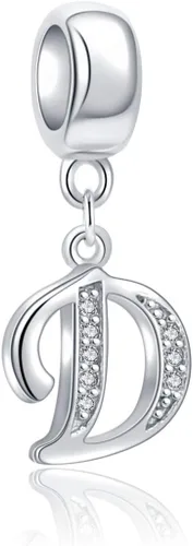 Miniatura 16 de ABUN Abalorio de plata de ley 925 con letra A a la Z, espaciador de inicial, con circonita cúbica transparete colgante, auténtica, para pulseras