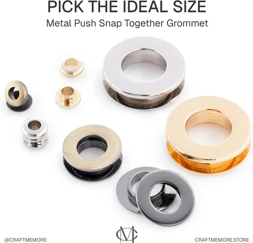 Miniatura 7 de CRAFTMEMORE Anillos de metal a presión con ojales de superficie plana, anillos tóricos para bolso, fácil instalación, paquete de 4 (0.433 in