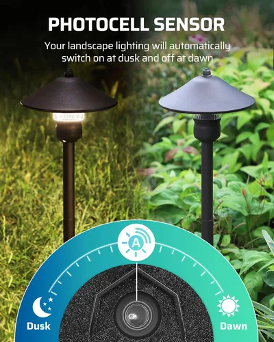 Miniatura 3 de DEWENWILS Transformador de paisaje de bajo voltaje de 60 W con sensor de fotocélula, transformador de bajo voltaje de 120 V CA a 12 V CA