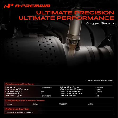 Miniatura 2 de A-Premium Sensor de Oxígeno O2 Compatible con Nissan Altima 2013 2014 2015 2016 2017 2018, L4 2.5L, Posterior