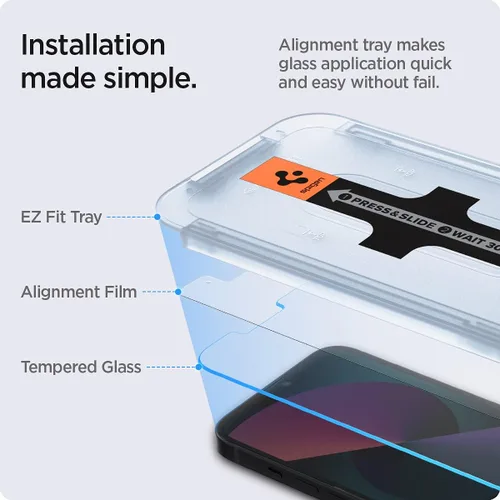 Miniatura 3 de Spigen Protector de pantalla de vidrio templado [GlasTR EZ FIT] diseñado para iPhone 13 Mini [compatible con fundas], paquete de 2