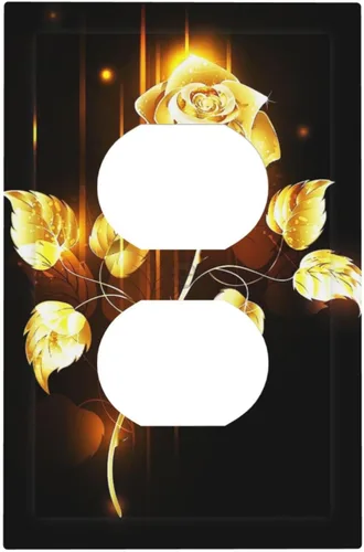 Miniatura 660 de Cubiertas de placa de pared de 3 gang con interruptor de luz de triple palanca, en negro y dorado con esplendor de oro rosa, estampado floral