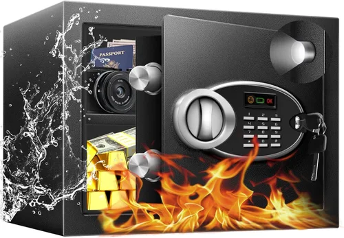 Miniatura 10 de Caja de seguridad grande de 2.5 pies cúbicos con resistencia al fuego e impermeable para documentos - Caja de seguridad personal de acero