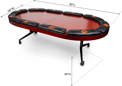 Miniatura 2 de Elite - Mesa de póquer para 10 jugadores con acabado de madera de caoba