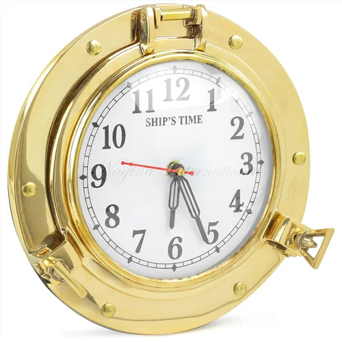 Nagina International Reloj vintage de latón antiguo de 9 pulgadas, decoración de pared náutica de alta calidad, reloj decorativo de ojo de buey de