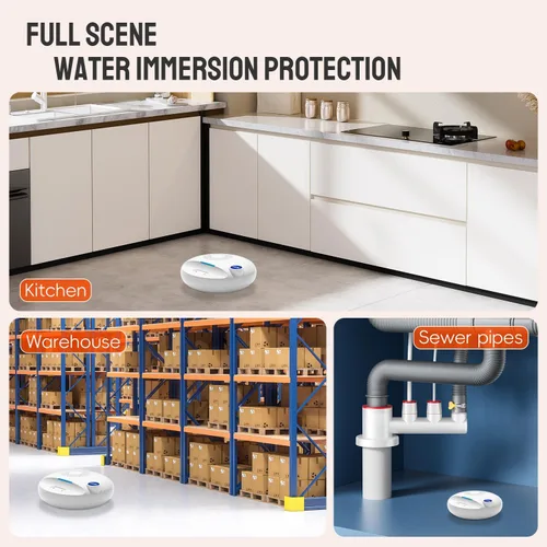 Miniatura 7 de PILSAMAS Detector de fugas de agua inalámbrico, funciona de forma independiente o con concentrador inteligente, sensor de fugas de agua de sirena