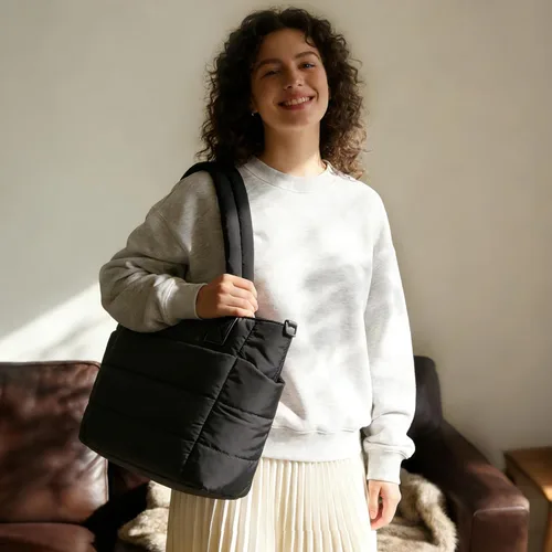 Miniatura 2 de Bolso de mano acolchado para mujer, bolso grande de enfermera, bolso de hombro con cremallera para trabajo y viajes