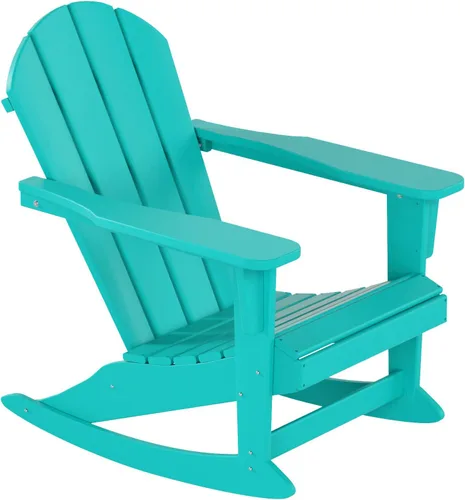 Miniatura 154 de WestinTrends Silla mecedora Malibu de poliéster para exterior/patio Adirondack, Negra
