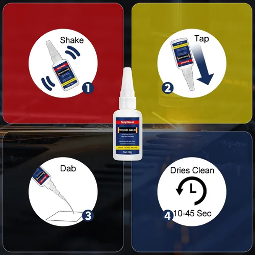 Miniatura 7 de WGN Super Glue para madera, secado rápido, pegamento CA para trabajar madera, muebles, balsa y manualidades (1.06 oz)