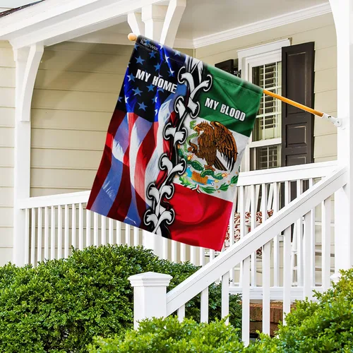 Miniatura 7 de FLAGWIX Mexican American, Mi Hogar Mi Sangre Bandera - 4 de julio, decoraciones del día de la independencia para el hogar, bandera de jardín 12x18