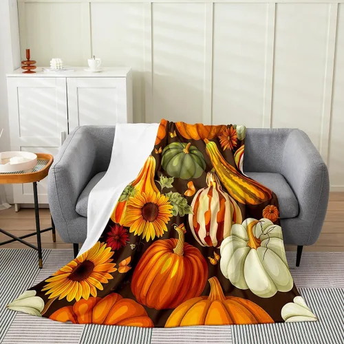 Miniatura 15 de Bonita manta de franela de vellón de pavo para cosecha, manta de Acción de Gracias para cama, sofá, decoración de otoño, decoración de otoño, manta