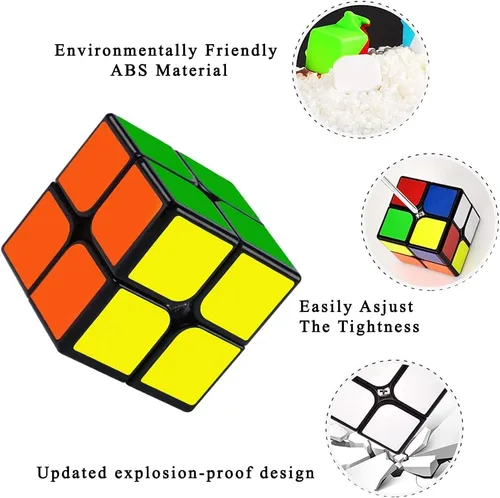 Miniatura 4 de Cubo de velocidad 2x2, rompecabezas clásicos de cubo 2x2 de juguete (negro)