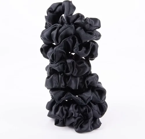 Miniatura 3 de Amazon Basics Scrunchies de Satén Negros para el Cabello, Paquete de 8
