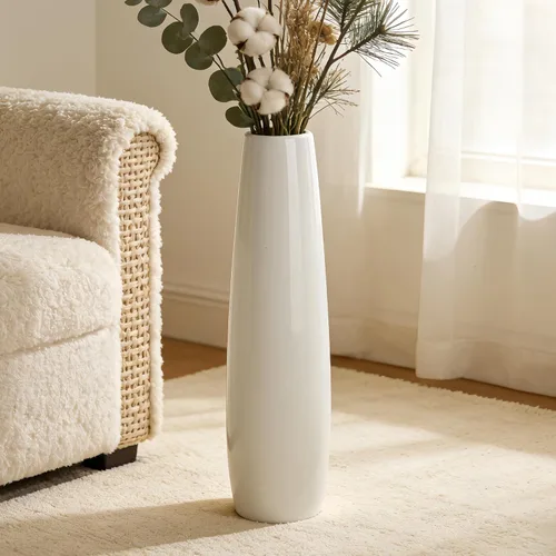 Miniatura 11 de Jarrón de cerámica blanca de 17.7 pulgadas de alto, soporte para flores, jarrones grandes decorativos para centros de mesa, estantes, decoración