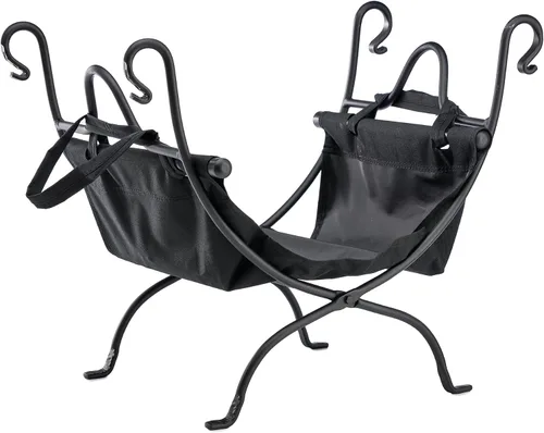 Miniatura 3 de Uniflame Soporte para leña de hierro forjado de lujo, color negro
