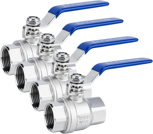 Miniatura 8 de 2 válvulas de bola de acero inoxidable 304, NPT hembra de puerto completo con mango de aislamiento de vinilo azul resistente (2, 1 pulgada)