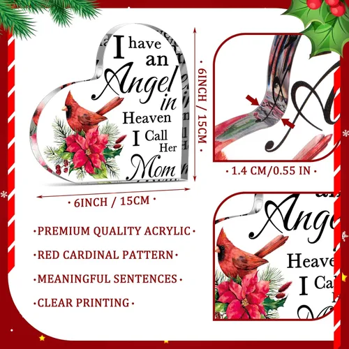 Miniatura 3 de Karenhi Regalos de Navidad de Cardenal Rojo de 4 Pulgadas, Regalo Conmemorativo de Duelo por la Pérdida de un Ser Querido, Decoraciones de Papá