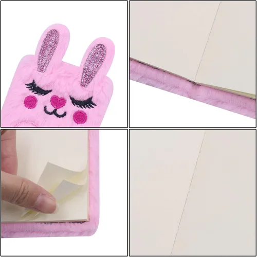 Miniatura 7 de Caviotess Cute Bunny Plush Mini Pocket Notebook for Kids Girls, Cartoon Fuzzy Writing Drawing Pad Personal Journal Diary Notepad with Lined Paper
