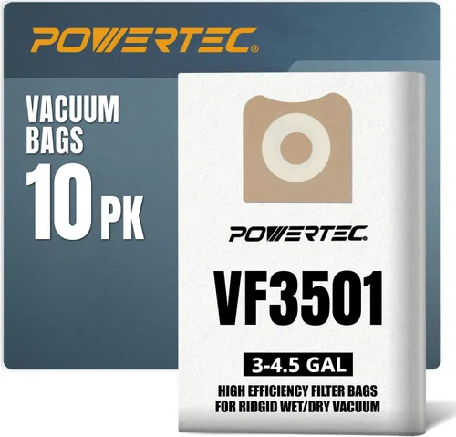 Miniatura 9 de POWERTEC 23743 VF3502 - Bolsas de vacío tamaño A para Ridgid, paquete de 6, 12-16 galones, bolsas de vacío para Ridgid HD1200, HD1400 Wet Dry Vac