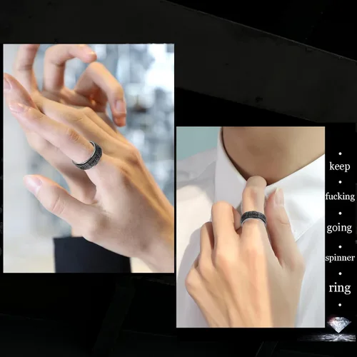 Miniatura 7 de Fidget Ring Women for Anxiety Rings:Personalized Inspirational Mantra Stainless Steel Silver Black Rainbow Rose Gold Spinning Ring for Men Women
