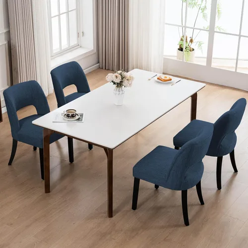 Miniatura 11 de VKNOW Juego de 2 sillas de comedor de madera, silla de comedor tapizada en tela moderna, silla de cocina, silla de cena de granja para cocina y Verde