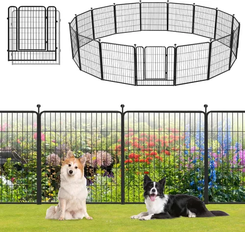 Miniatura 13 de Valla de Jardín con Puerta Cercado de Metal para Patio, 32 pulgadas x 23 pies 10 Paneles de Valla Sin Excavación Paneles de Valla Temporal