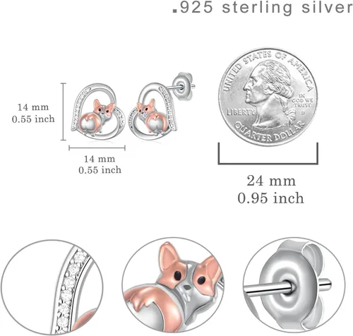 Miniatura 4 de DachshundCorgi Earrings 925 Sterling Silver Dog Stud Earrings Puppy Dog Gifts for Women Dachshund Corgi Gifts Lovers
