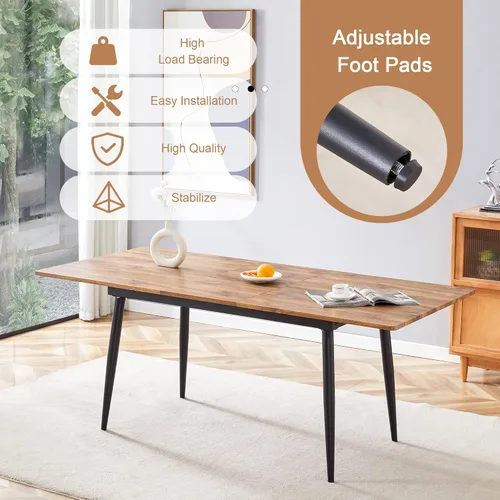 Miniatura 6 de FURNITO Mesa de comedor extensible de 59 a 75 pulgadas, mesa de comedor grande para 4-8, mesa de comedor moderna con patas de metal, mesa de comedor