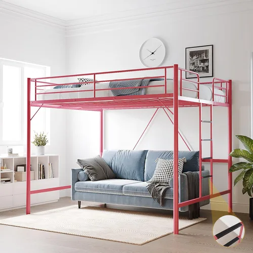 Miniatura 10 de VINGLI Cama Loft de 71 Pulgadas de Alto Tamaño Twin con Escalera de Peldaños Planos para Niños Adolescentes Adultos Cama Litera Individual de Metal