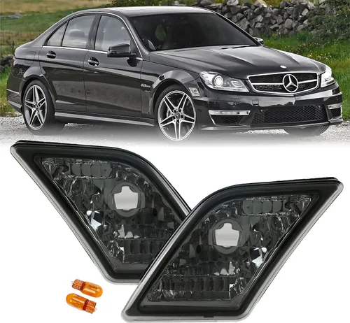 Miniatura 12 de USR DEPO 08-11 W204 Clase C Lente Blanco LED Luz de Marcador Lateral del Parachoques Conjunto (Izquierda + Derecha) Compatible para 2008-2011 Lente