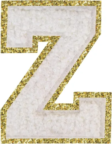 Miniatura 42 de Parches de letras termo-adhesivas de felpilla para chaquetas, parches de letras universitarias con brillantina para planchar en la letra azul A
