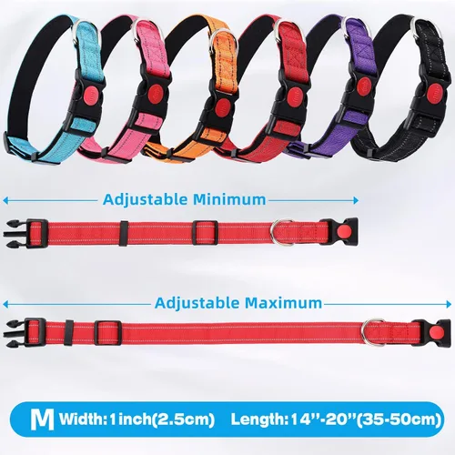 Miniatura 3 de Juego de 6 juegos de correa y collar reflectantes para perro, correas de nailon ajustables, collar de perro resistente, correa de mango acolchado