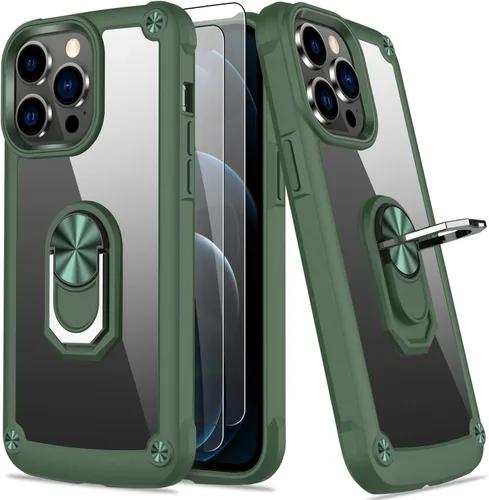 Miniatura 34 de Funda para iPhone 13 Pro con protector de pantalla, cristal transparente, antiamarillo, acrílico resistente, funda protectora de grado militar
