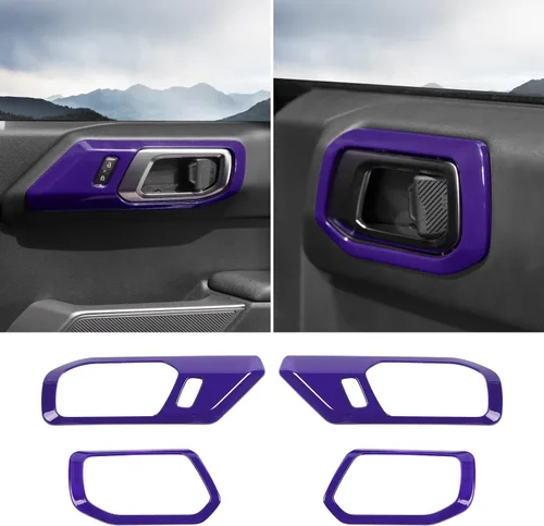 Miniatura 6 de RAZPOY Accesorios para Ford Bronco 2021 2022 Cubierta de manija de puerta interior Marco Adhesivo protector Decoración interior (negro)