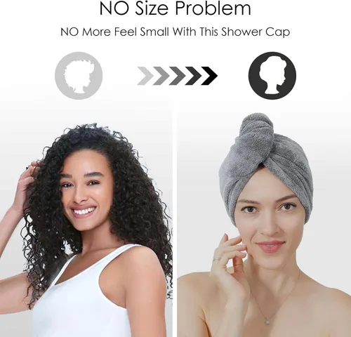 Miniatura 5 de TENSTARS Paquete de 5 Toallas de Microfibra Engrosadas para Cabello para Mujeres - Diseño de Lazo Elástico - 320GSM Terciopelo Coral - Turbante
