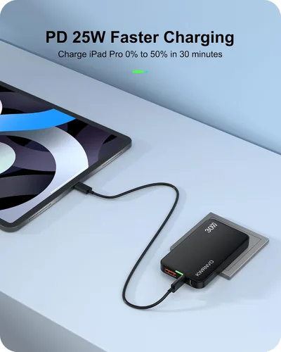 Miniatura 4 de Flat USB Wall Charger, 3 Ports Ultra-Slim Fast Wall Charger for Pixelbook, iPad Pro, iPhone 17/16/15/14 Black