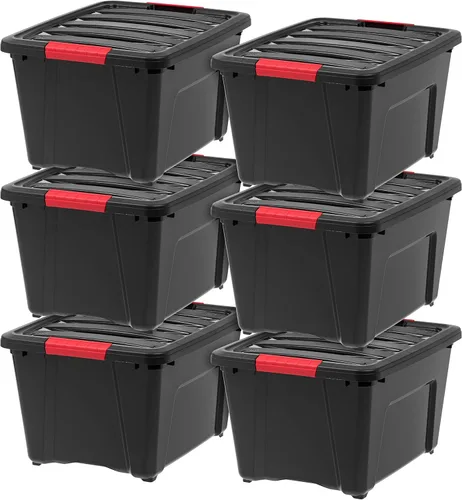 Miniatura 8 de IRIS USA - Caja de almacenamiento de plástico de 13 cuartos de galón con tapa y pestillos – Paquete de 6 – sin BPA, solución de organización