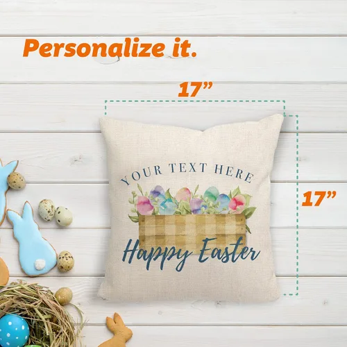 Miniatura 5 de Pattern Pop - Almohada de Pascua personalizada - Almohada decorativa de primavera - Almohada cuadrada de 17 x 17 pulgadas - Incluye funda y almohada