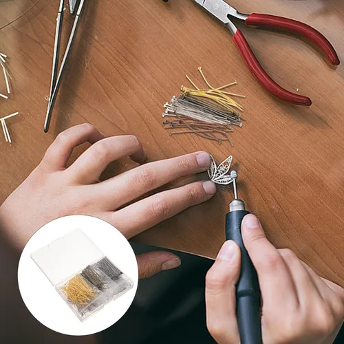 Miniatura 4 de EXCEART 600 pines de cabeza plana para hacer joyas, pines en T de metal para manualidades, aretes, pulseras, joyería, accesorios, suministros